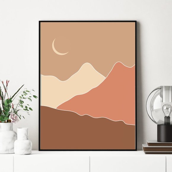 Modern Minimalist Boho Landscape Wall Art Print Home Decor [No Frame] - Picture 2 of 7